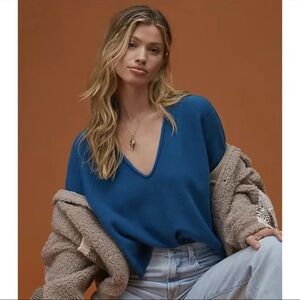 Anthropologie Pilcro Alani V Neck Cashmere cropped sweater XS